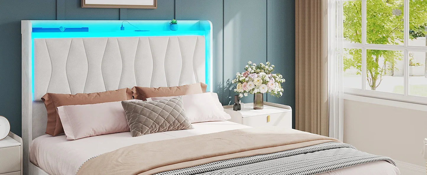 Queen Size Bed Frame with LED Lights