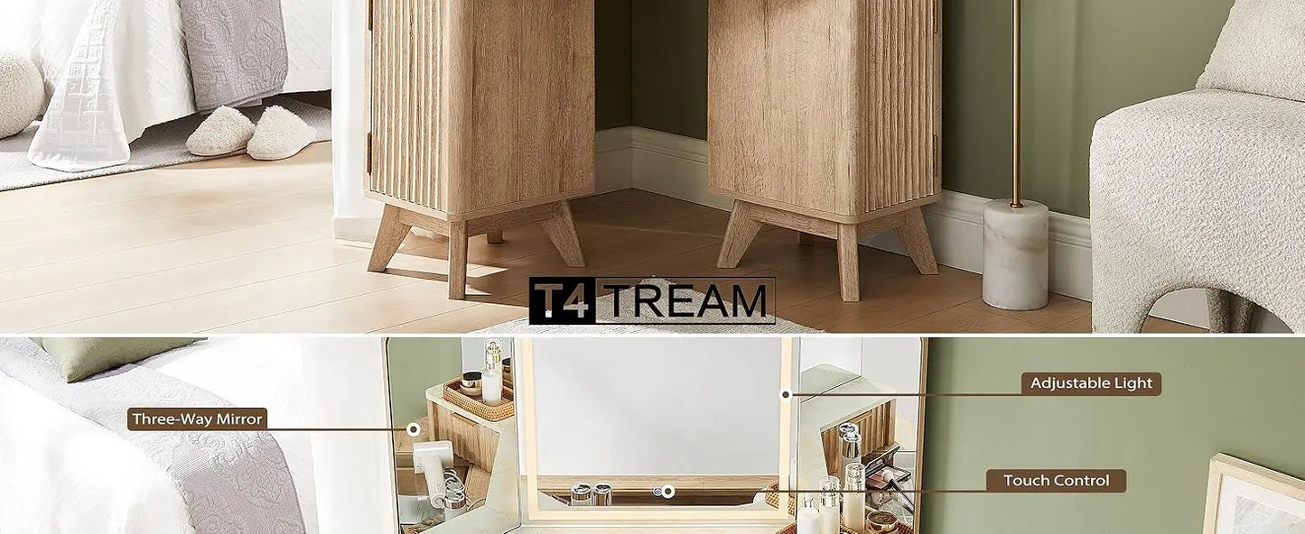 Fluted Makeup Vanity Desk