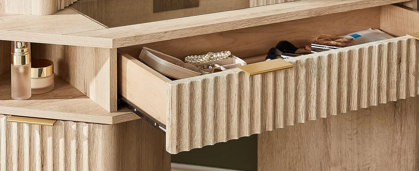 Fluted Makeup Vanity Desk