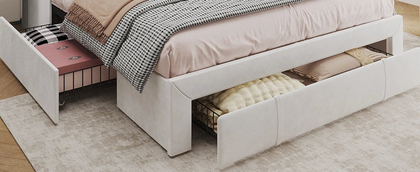 Queen Size Bed Frame with LED Lights