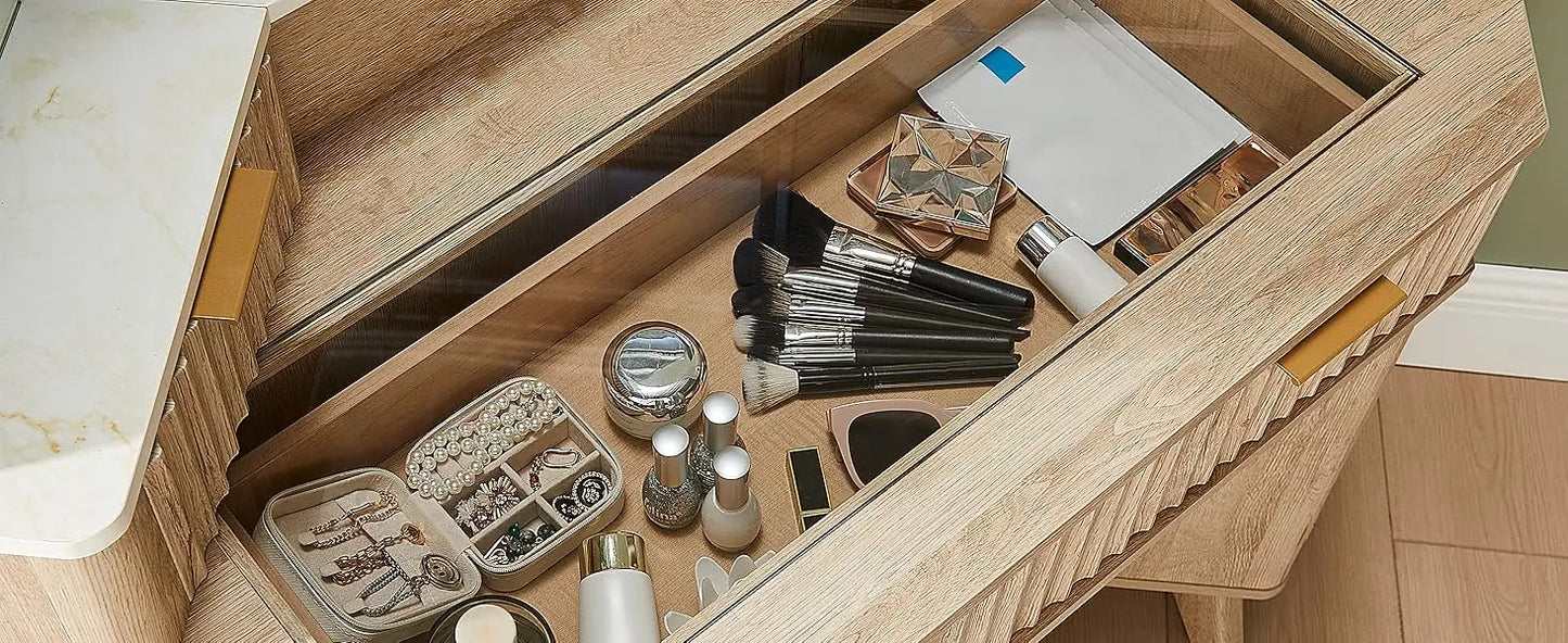 Fluted Makeup Vanity Desk