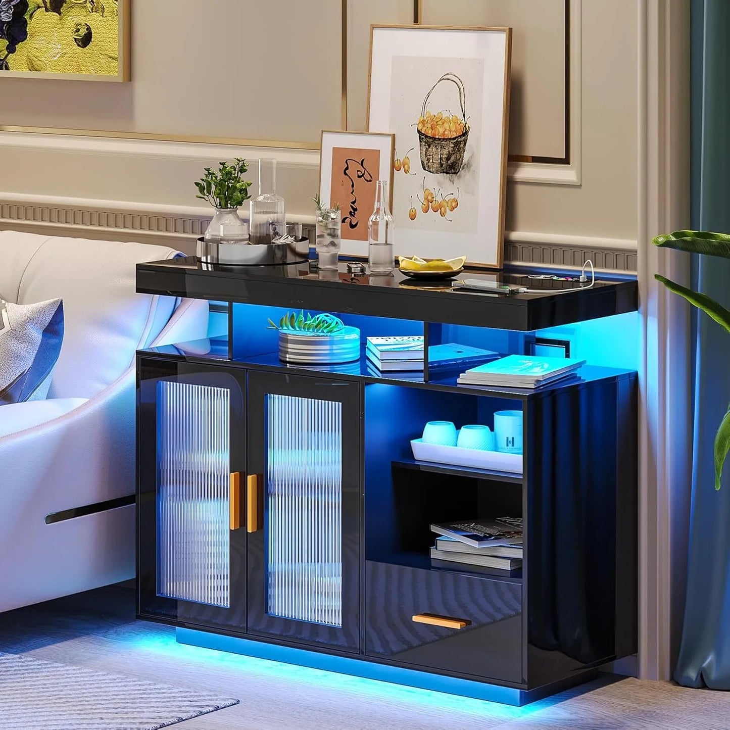 LED Sideboard Buffet Cabinet with Storage