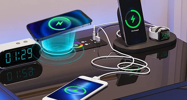 Nightstand with Charging Station, LED
