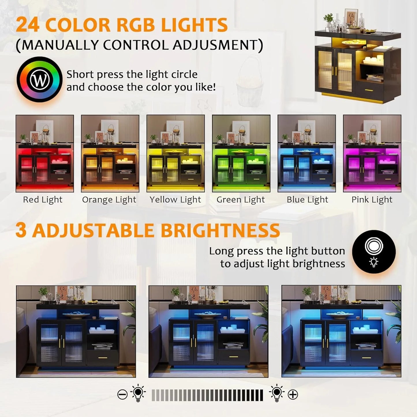 LED Sideboard Buffet Cabinet with Storage
