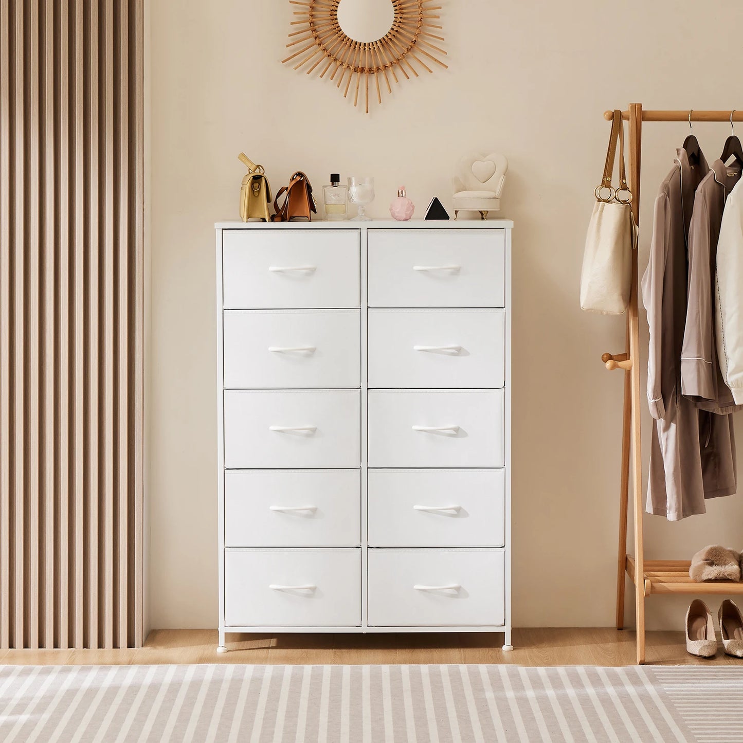 Bedside Table 10 Fabric Drawers Wardrobe