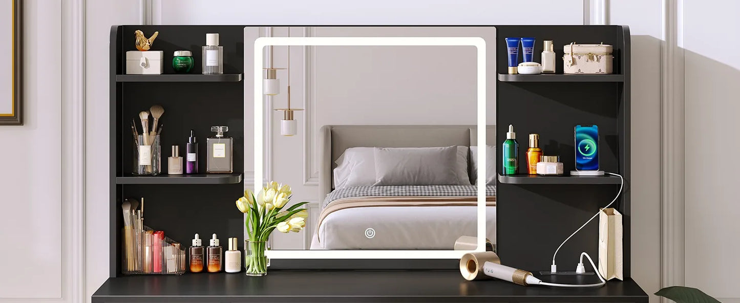 Vanity Desk with Lighted Mirror