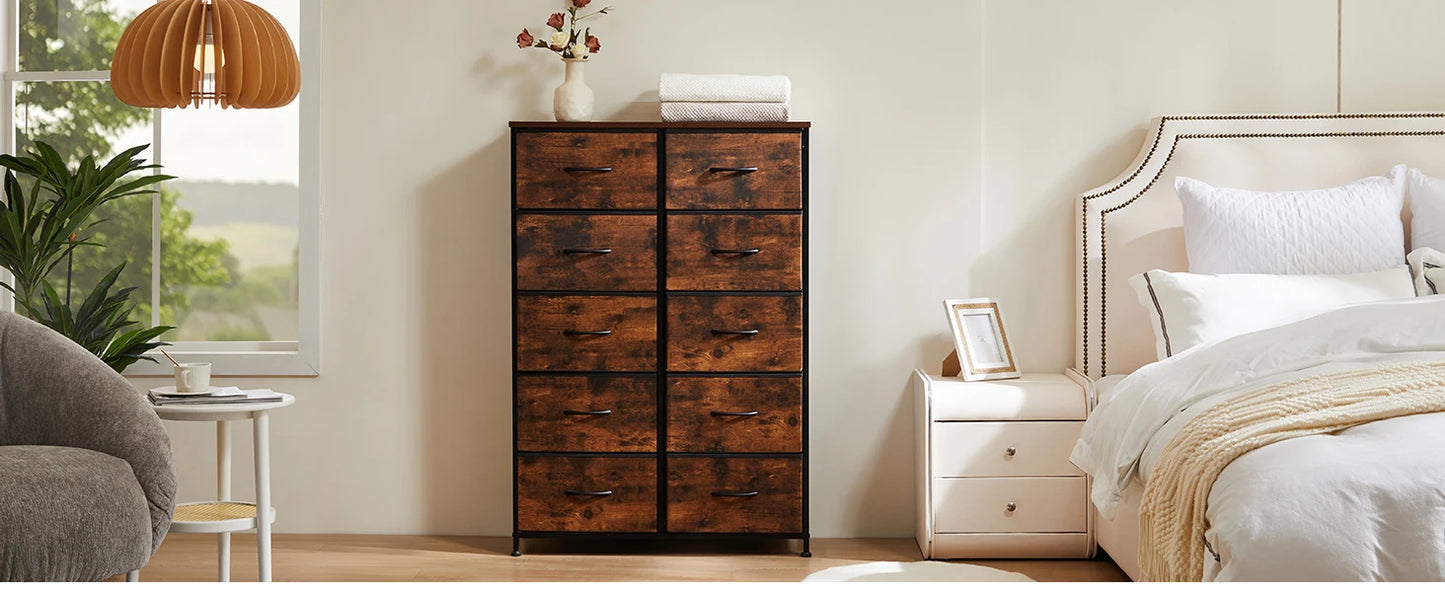 Bedside Table 10 Fabric Drawers Wardrobe