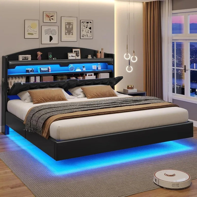 Floating Bed Frame King Size with LED lighting