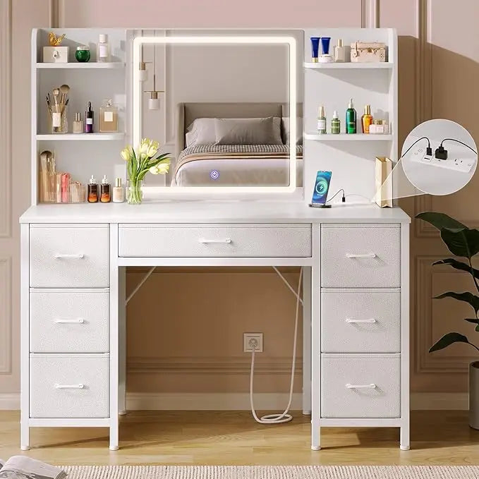 Vanity Desk with Lighted Mirror
