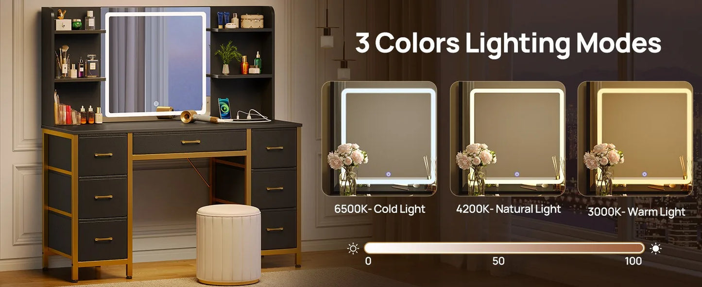 Vanity Desk with Lighted Mirror