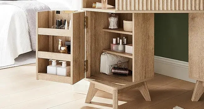 Fluted Makeup Vanity Desk