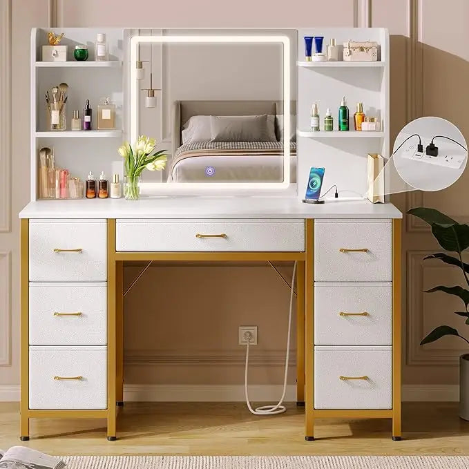 Vanity Desk with Lighted Mirror