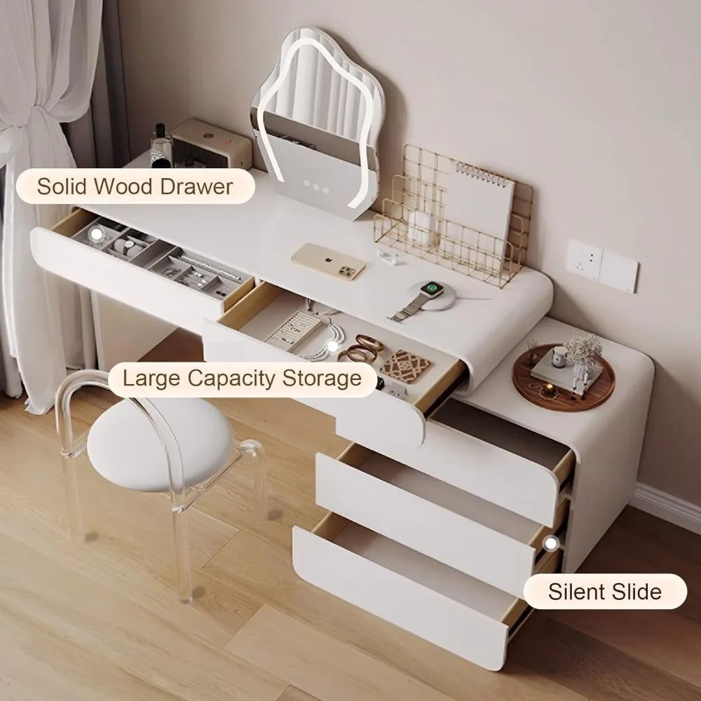 Vanity Makeup Desk with Mirror and Lights