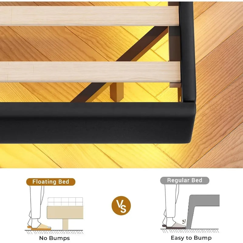 Floating Bed Frame King Size with LED lighting