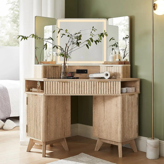 Fluted Makeup Vanity Desk
