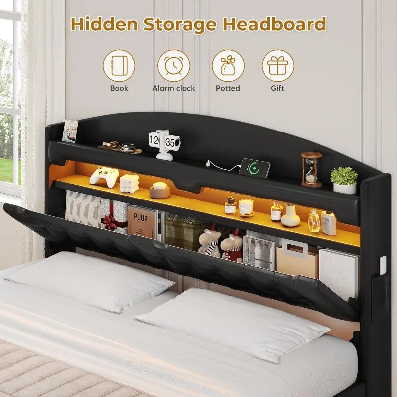 Floating Bed Frame King Size with LED lighting